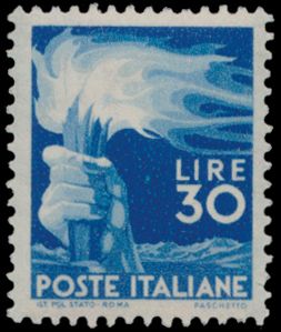 N° 702A '1947 Fakkel 30 L blauw', zm (Mi € 450)