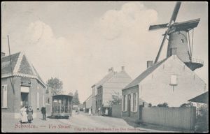 Schoten, Venstraat avec moulin et tramway à vapeur (1 pièce)