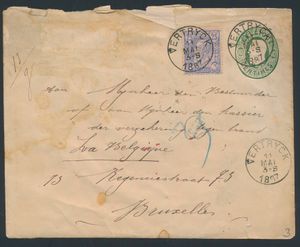 1887 Briefomslag N° 4, vanuit Vertryck, dd. 11 mei 1887, naar Bruxelles, mooie manuscript gewicht 