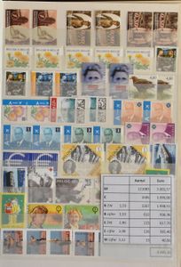 1963/2011 + 1938/1962, verzameling + voorraad in 14 insteekboeken, w.o. preo's (vanaf 1938 */**), HK, SP, nominaal vanaf 1963 incl blokken en boekjes, zm/m (Frankeerwaarde € 8.495)