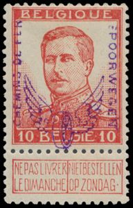 TR 49 '10c rood, gevleugeld wiel'  gekeurd J. Baete, zm (OBP € 370)