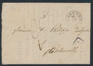 1836 Voorloper met inhoud, vanuit Florenne, dd. 29 december 1836, type 18, Herlant 1, om het adres 