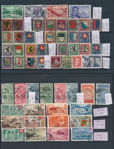 1900/1974, Zusammenstellung auf Karten von Pro Juventute und Pro Patria, einwandfrei.