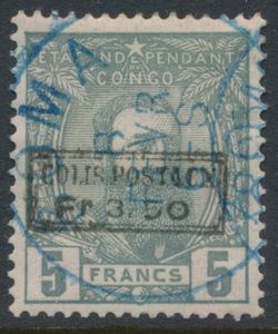 CP 5 '5 Fr grey' with overprint 'Colis postaux Fr 3,50' type B (black), cancelled. Boma 8 Feb 1895, vf (OBP € 330)