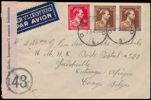 1945 N° 645 (2x) en 690, op omslag, met sticker 