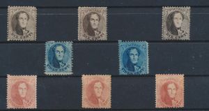 N° 14/16 Alle zegels na te zien op kwaliteit, tanding en kleuren, ntz