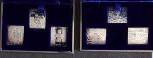 POSTZEGELS EN MEDAILLES: 4 zilveren reeksen Olympische Spelen Montreal (+/-170gr. zilver) (12 stuks)
