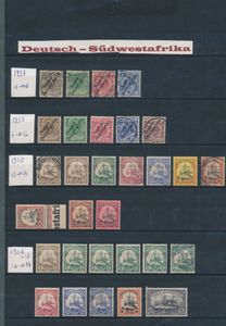 1897/1906 Kleine verzameling opdrukken en Hohenzollern, n° 12 en 27 (gest.) minder mooi, alle overige zeer mooi, zm/ntz