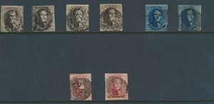 N° 3, 4 en 5 betere samenstelling van 8 exemplaren, w.o. enkele mooi volrandig, N° 5 met ster keurmerk, zm/m/ntz  (OBP 1800)