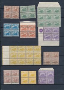 Western Australia, 1882/1912, nice accumulation blocks of four and some larger units, some gum folds, but mint nice quality, most stamps mint, vf/f (S.G. £2,750)