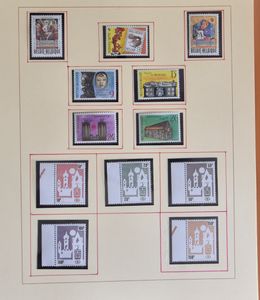 1849/1989, verzameling in 6 Lindneralbums, w.o. klassiek, Albert I*, 5 Franken gest. (met firmaperforatie), 1° Orval *, Infanterie gest., BL 28**, 2 luiken *, UPU *, nominaal, zm/m/ntz.