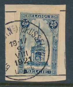 N° 164 '25c ongetand' op fragment, zm.