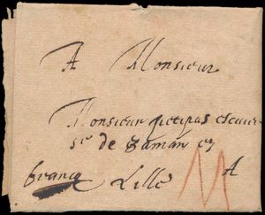 1628 Voorloper met inhoud van Malines 6 mei 1628 naar Lille, met geschreven 