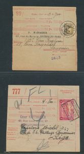 1929/1934 Samenstelling 12 postcolli formulieren, w.o. met Houyoux gefrankeerd, zm/m
