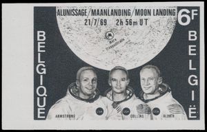 N° 1508 'Maanlanding, ongetand met gom **', zonder nr, zm.