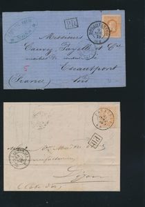 4 Briefe von Belgien nach Frankreich, mit verschiedenen Marken, die zusammen 