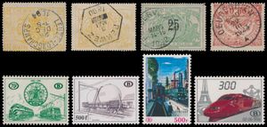 1879/2013 Verzameling met dubbels in insteekboek, w.o. stempels, reeksen, TR 369/72 **, spoorwegvignetten, TRV BL 1 **, TRV BL 12 **, TRV BL 23/24 **, zm/m/ntz