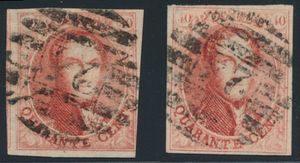N° 12 and 12A, both cancelled P.24 (8-bars), nicely margined, vf (OBP €220)