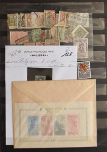1850/1990 Samenstelling diverse uitgiften in insteekboek, w.o. medaillons, stempels, BZ, Boudewijn bril, SP, Belgisch-Congo, zm/m/ntz