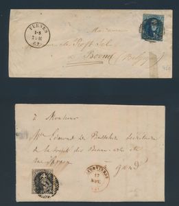 Ongetande medaillons op brief, w.o. P.44-Furnes, P.103-St.-Ghislain, P.9-Audenaarde, zm/m/ntz
