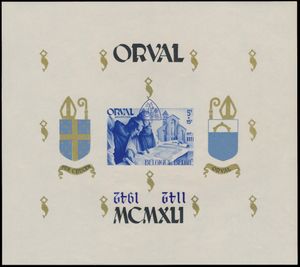 BL 23-Cu, Engelse cijfers, ongetand, NIET genummerd, met omgekeerde blauwe opdruk (schild en 1142 1942), zm (OBP ++€350)