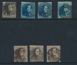 N° 1 (4x) en 2A (3x), alle mooi volrandig, zm (OBP €540)
