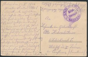 1916 ZK in Feldpost van Arlon naar Duitsland met rondstempel 