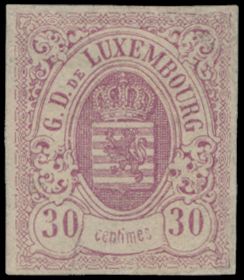 N° 9 '1859 Wapenschild 30c lila' met gom (Pri € 750,375 voor zonder gom x2)