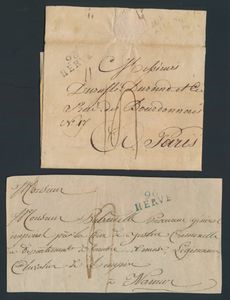 Lot von 4 Vorläufern, zwei aus Herve (96 Herve in schwarz und grün-front), Namur und Courtrai, einwandfrei