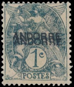 N° 2a '1931, 1c grijs met dubbele opdruk' diverse keurmerken (w.o. Brun), gom iets beschadigd (door verwijderen scharnier) zoniet mooi en zeldzaam zegel, m (Yv € 2.000)