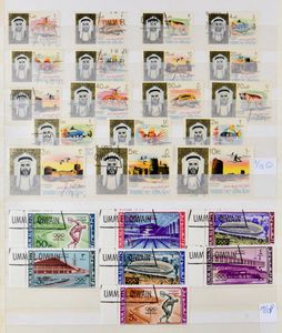 Accumulation of various countries in 2 ring binders, including Umm al Qaiwain, Tanganyika, Tanzania, Thailand, Tonga, Transvaal, vf/f