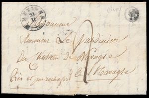 1838 Voorloper met inhoud, vanuit Emptinne, met postbus 