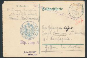 1915 Feldpostkaart met stempel DC 