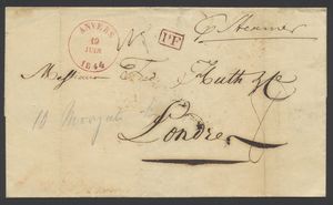 1844/1847 Vorläufer, 3 Exemplare pro Dampfer, von Anvers nach London (1844-1847), einwandfrei