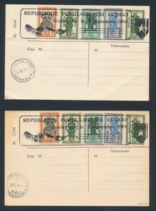 1964, lot of 2 postcards with COB n° 1/5 