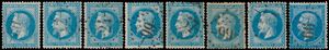 Between Yv. n° 12 and 60, small specialised collection of G.C. cancels with bars on 42 loose stamps + 3 nice letters, mostly very nice quality, interesting lot for stamp finder or specialist, vf 
