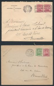 Study collection of cancellations, 41 letters with nice flag stamps, vf/f