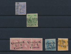 Mooie collectie betreffende spoorweg Keulen-Verviers (Cologne-Verviers) met de stempel in 3 lijnen 