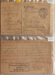 1915/1918 Belgische gevangene in Saltau/Duitsland, familie archief van 69 krijgsgevangenenkaarten, w.o. verschillende kampstempels en censuren, zm/m