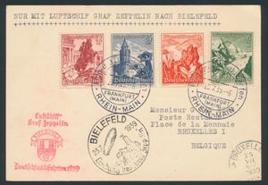 1939 Duitsland, Yv. 619, 620, 621 en 623, op kaart, 