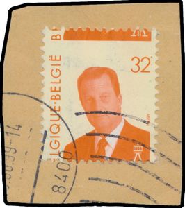 N° 2537-Cu 'Albert II 32 Fr oranje' op fragment 'TOTALE mistanding', zm.
