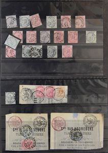 N° 38/41, (88 ex.) met meerdere betere stempels, voor stempelzoeker, hoge cataloguswaarde, zm/m/ntz