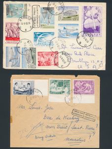 1960, onafhankelijkheid van Belgisch-Congo uitgifte, 11 brieven verstuurd uit Cordegem, Brussel, Antwerpen, Luik, Brugge naar USA, UK, Frankrijk, Zwitserland en Belgie en 6 kaarten van Posterijen 