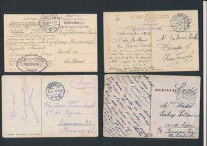 Verzameling van meer dan 1000 documenten op ZK en brieven, vanuit heel de wereld, meerdere mooiere kaarten aanwezig, met vele verschillende stempels, meestal oorlogsperiode, zeer mooi geheel, zm/m/ntz