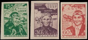 N° 690/92 U '1939 directe vlucht Moskou- Verre Oosten' vlekkerige gom maar zeldzaam, gekeurd Brun en Diena, m (Mi (voor **) € 4.500)