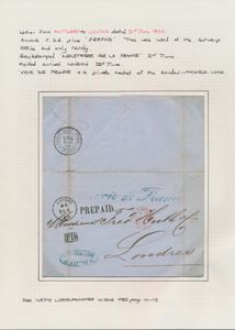 1860 Vorläufer mit Inhalt, aus Antwerpen, datiert 21 Juni 1860, nach Londres (England), im Postamt von Antwerpen auch schwarz gestempelt 