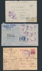 Verzameling van 17 brieven/kaarten, alle censuur, beide wereldoorlogen, enkele van en naar buitenland, mooie verscheidenheid van de censuur stempel, zm/m