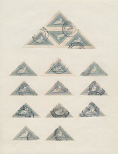 1926, reprint of Cape triangles (SG 33 and of S.W.A.), nice collection on sheets, including field pieces, also perforated ex. (not official), nice lot for the specialist, vf.