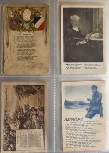 Kunst, Muziek 'Rijmpjes op liederen' Duitse kaarten, in klasseur (+200 stuks)