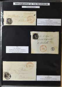 1851/1862, interessante samenstelling perceptie- en distributiestempels, w.o. enkele met postbusletter,alle ongetande 10- en 20 cent., zm/m/ntz.